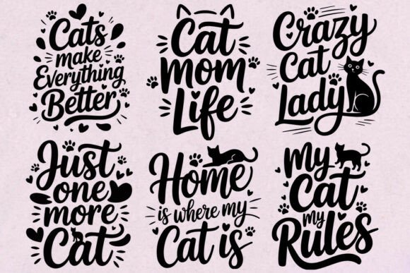 Cat Lover Quotes SVG Bundle for Crafts and Graphics