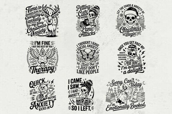 Funny Anxiety Quotes SVG Bundle for Graphics and Crafts