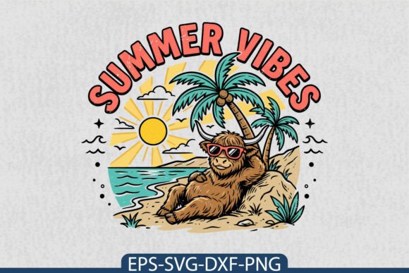 Funny Beach Cow SVG Summer Vacation PNG