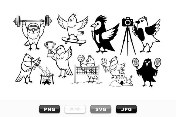 Funny Cartoon Bird SVG Set for Creative Graphics and Crafts