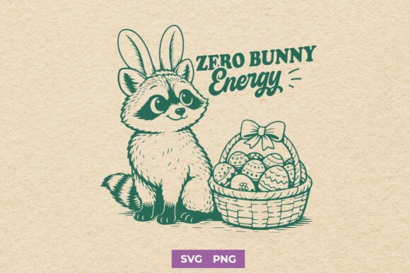 Funny Easter Raccoon SVG PNG Design for Crafts and Graphics