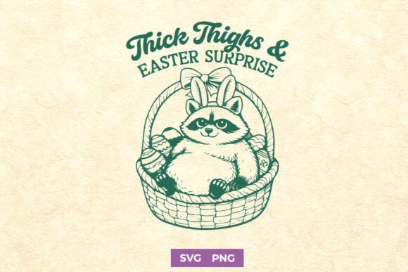 Funny Easter Raccoon SVG - Thick Thighs Graphics for Crafts
