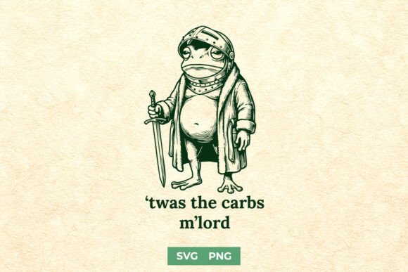 Funny Frog Knight SVG - Twas the Carbs Graphics for Crafts