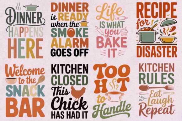 Funny Kitchen Sayings SVG Bundle for Crafts and Graphics