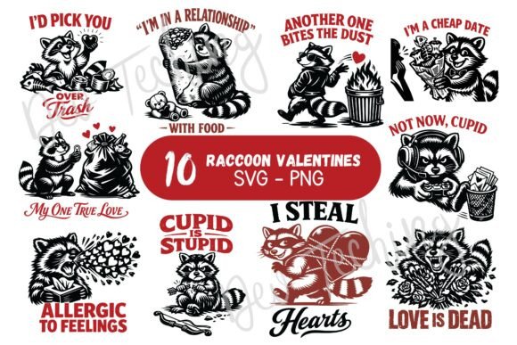 Funny Raccoon Valentines SVG PNG for Crafts and Graphics