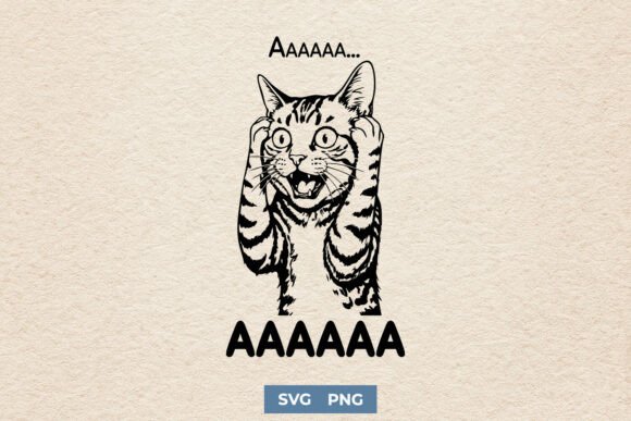 Funny Screaming Cat SVG PNG for T-shirts - A Graphic Design Asset for Crafts