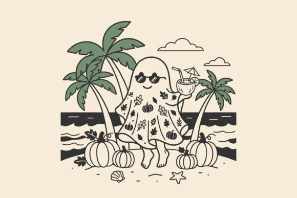 Funny Summer Ghost SVG Vacation Design for Graphics and Crafts