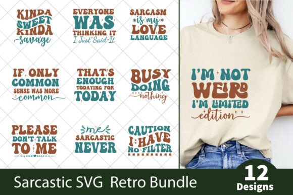 Sarcastic SVG Retro Bundle Quotes for Crafts and Graphics
