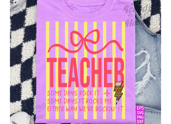 Stripes Teacher Funny PNG for Embroidery Projects