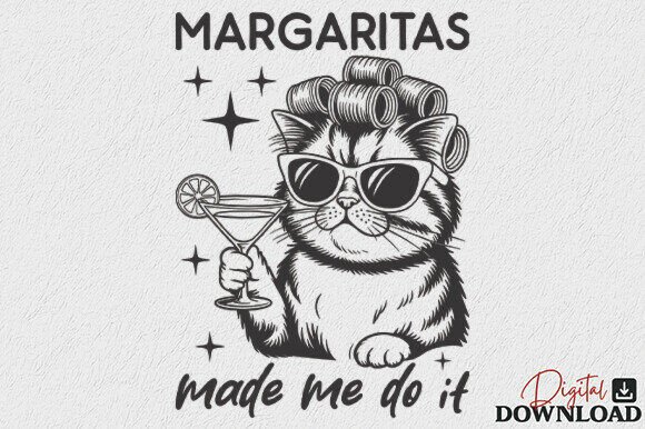 Summer Funny Cat Margaritas SVG for Crafts and Graphics